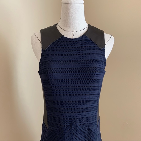 Rag & Bone Basha Leather Trim Dress Indigo - Picture 3 of 13